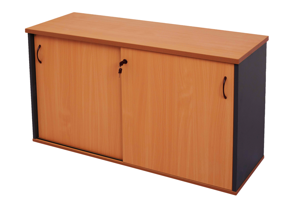 Rapid Worker Credenza - 1500mm W x 450mm D x 730mm H - Cherry & Ironstone