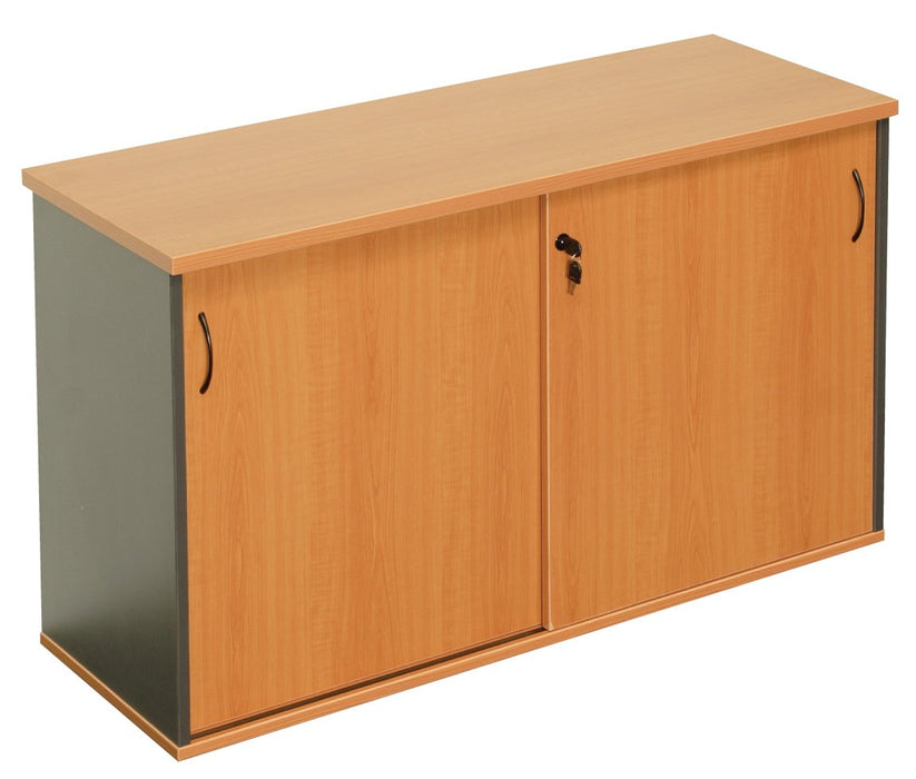 Rapid Worker Credenza - 1800mm W x 450mm D x 730mm H - Cherry & Ironstone