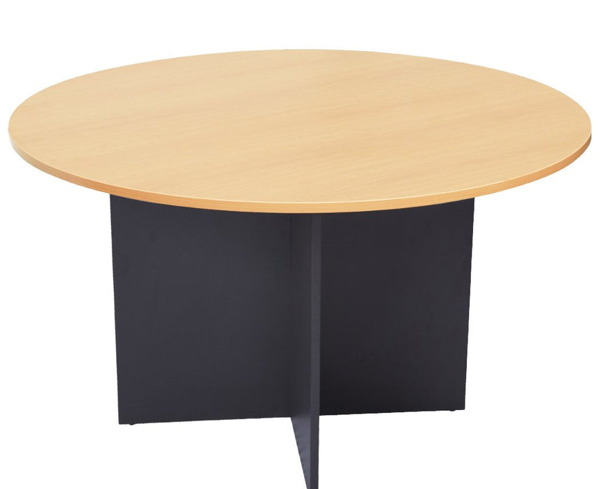 Rapid Worker Round Table - 1200mm Dia - Beech Top/Ironstone Base