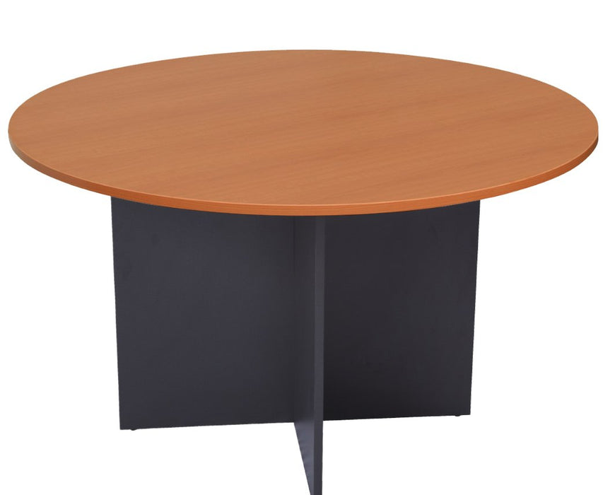 Rapid Worker Round Table - 1200mm Dia - Cherry Top/Ironstone Base