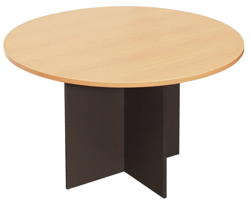 Rapid Worker Round Table - 900mm Dia - Beech Top/Ironstone Base
