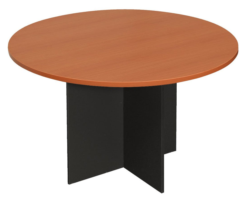 Rapid Worker Round Table - 900mm Dia - Cherry Top/Ironstone Base