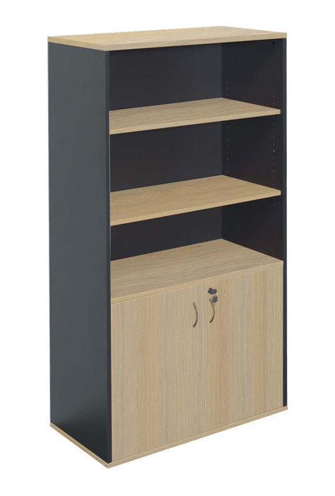 Rapid Worker Lockable Wall Unit - Natural Oak & Ironstone