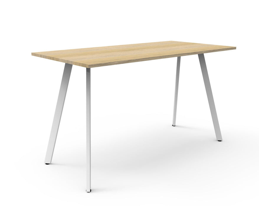 Eternity High Bar Table - 1500mm W x 750mm D x 1050mm H - Natural Oak Top/White Satin Base