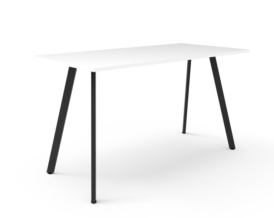 Eternity High Bar Table - 1800mm W x 750mm D x 1050mm H - Natural White Top/Black Satin Base