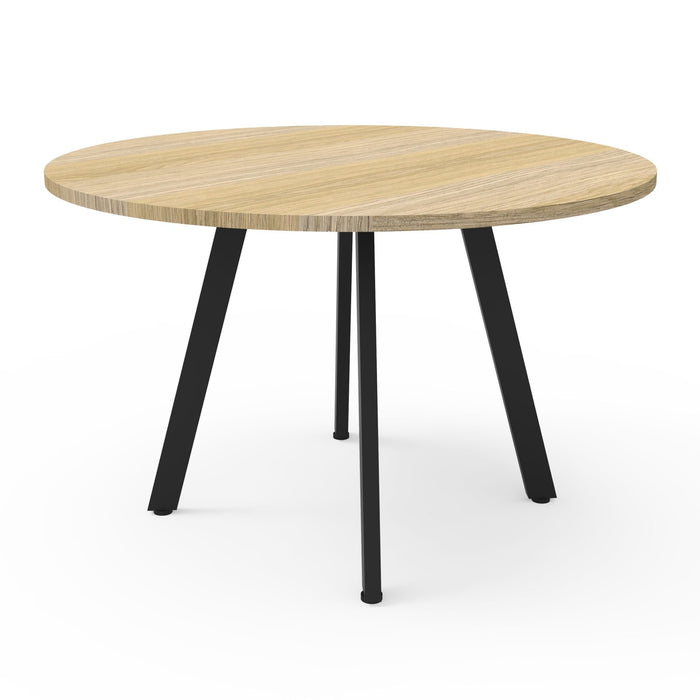 Eternity Round Table - 1200mm Dia - Natural Oak - Black P/C