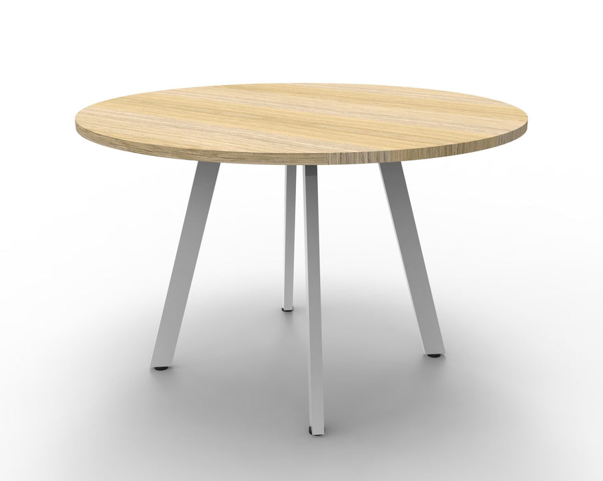 Eternity Round Table - 1200mm Dia - Natural Oak - White P/C