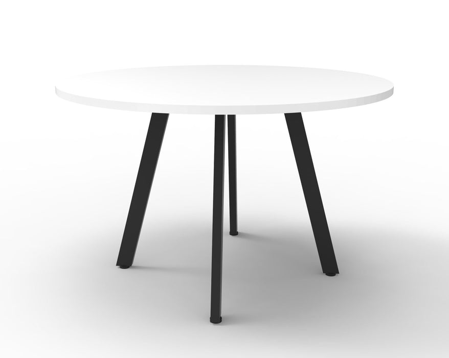 Eternity Round Table - 1200mm Dia - Natural White - Black P/C