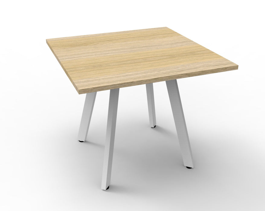 Eternity Square Meeting Table - Natural Oak & White Satin Base