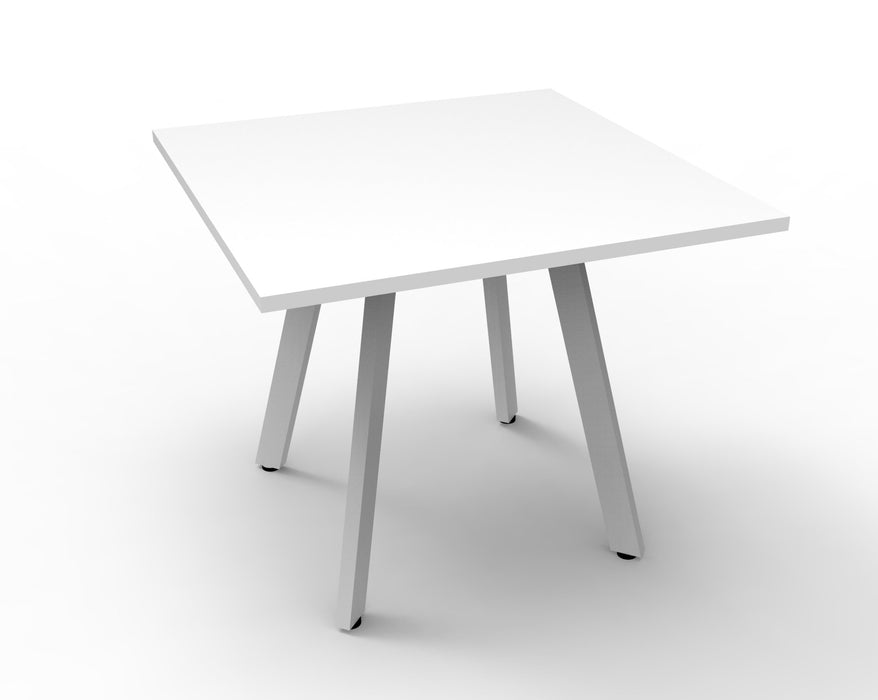 Eternity Square Meeting Table - Natural White & White Satin Base