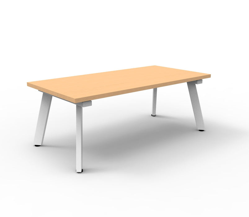 Eternity Coffee Table - 1200mm W x 600mm D x 450mm H - Beech Top/White Satin Base