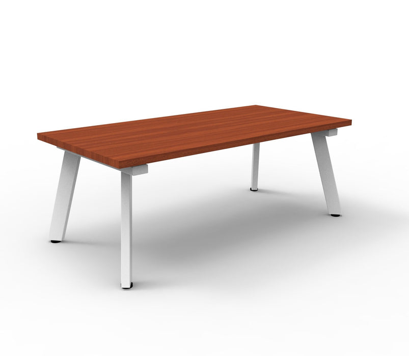 Eternity Coffee Table - 1200mm W x 600mm D x 450mm H - Cherry Top/White Satin Base