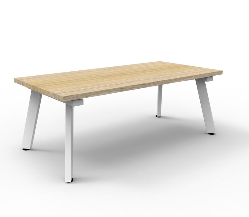 Eternity Coffee Table - 1200mm W x 600mm D x 450mm H - Natural Oak Top/White Satin Base