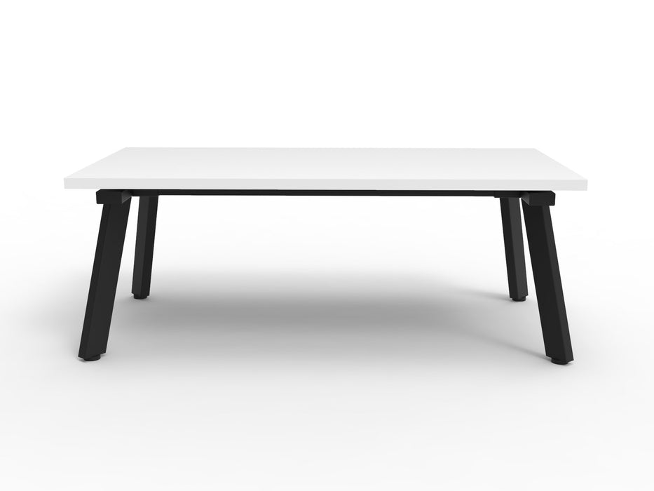 Eternity Coffee Table - 1200mm W x 600mm D x 450mm H - Natural White Top/Black Satin Base