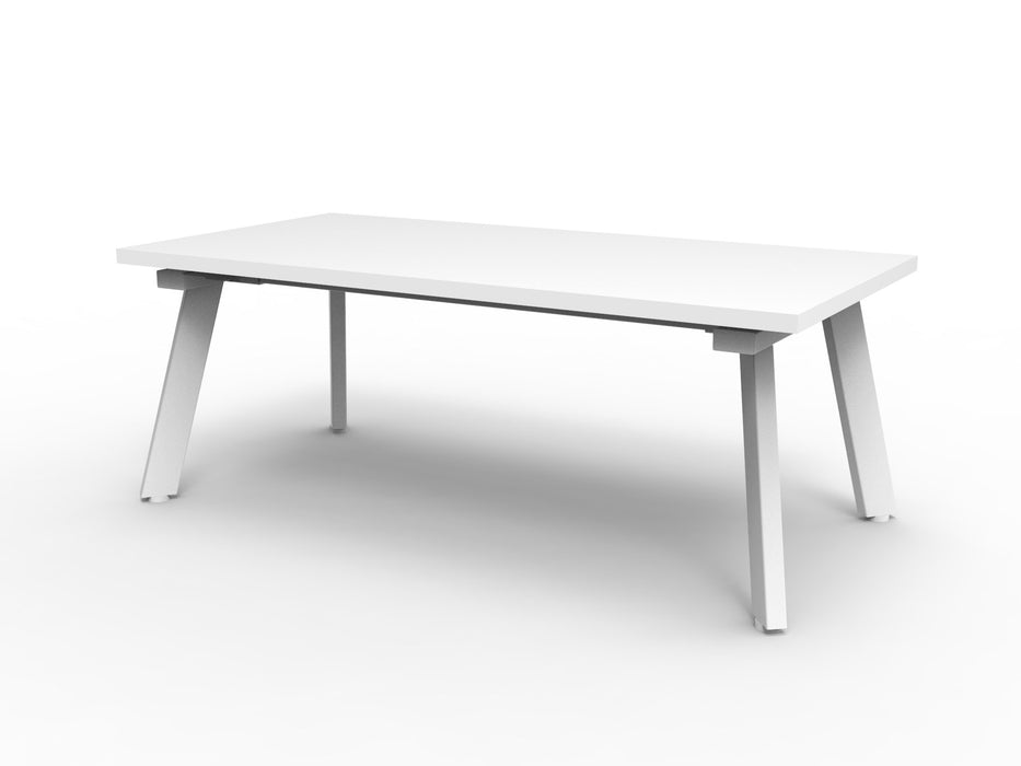 Eternity Coffee Table - 1200mm W x 600mm D x 450mm H - Natural White Top/White Satin Base