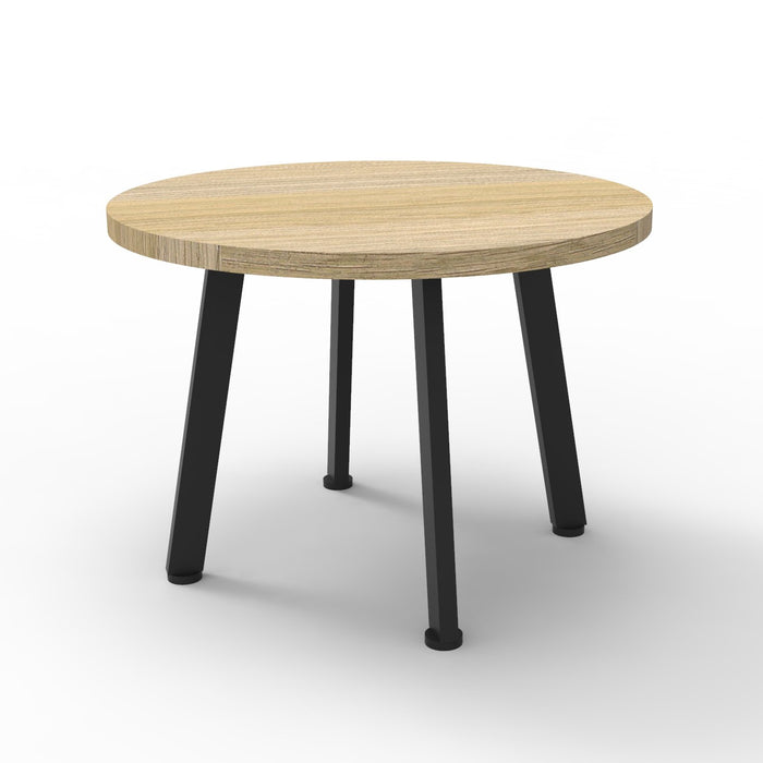 Eternity Round Coffee Table - 600mm Dia x 450mm H - Natural Oak - Black P/C
