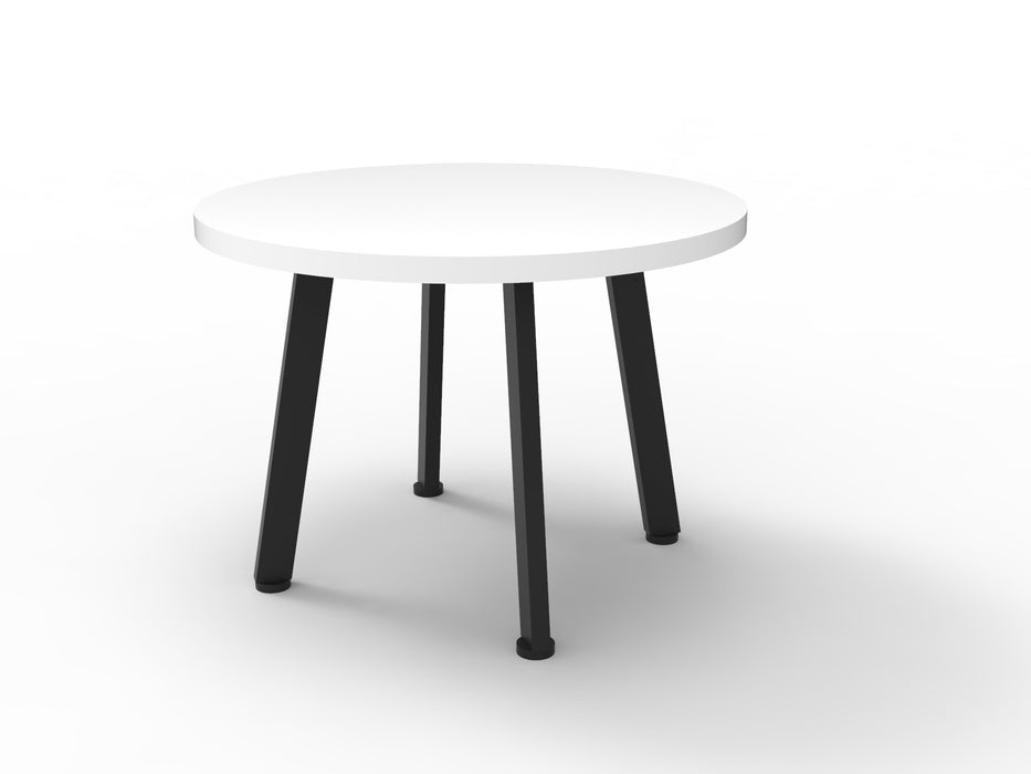 Eternity Round Coffee Table - 600mm Dia x 450mm H - Natural White - Black P/C