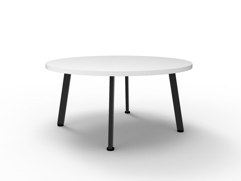 Eternity Round Coffee Table - 900mm Dia x 450mm H - Natural White - Black P/C
