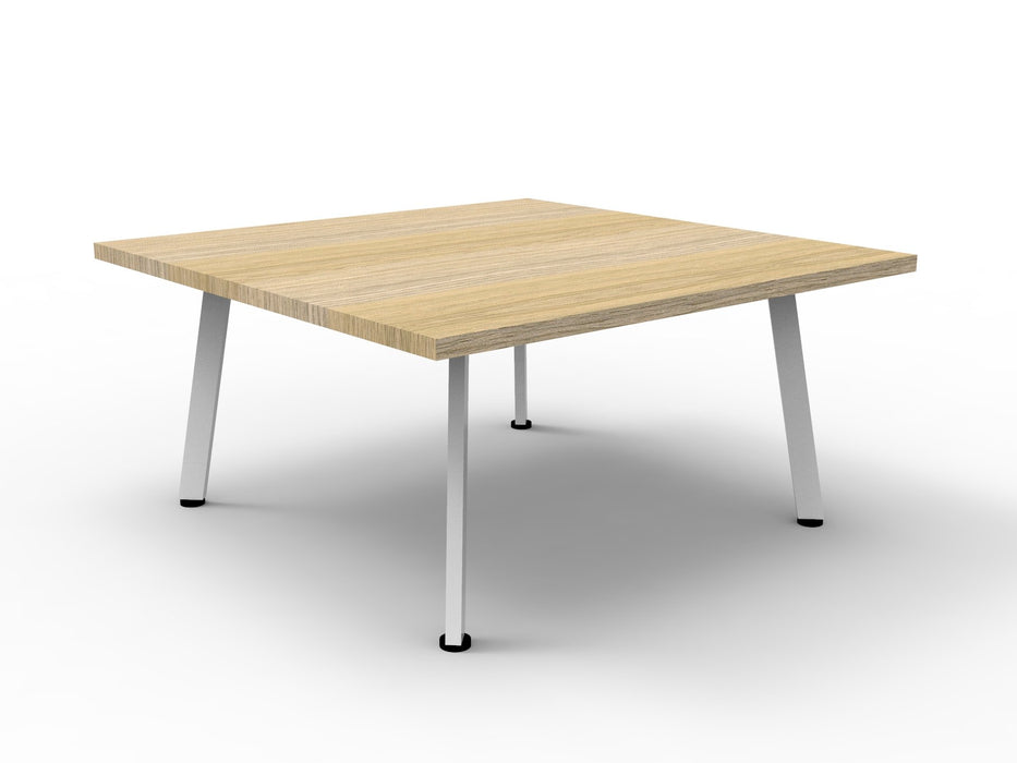 Eternity Square Coffee Table - 900mm W x 900mm D x 450mm H - Natural Oak Top/White Satin Base
