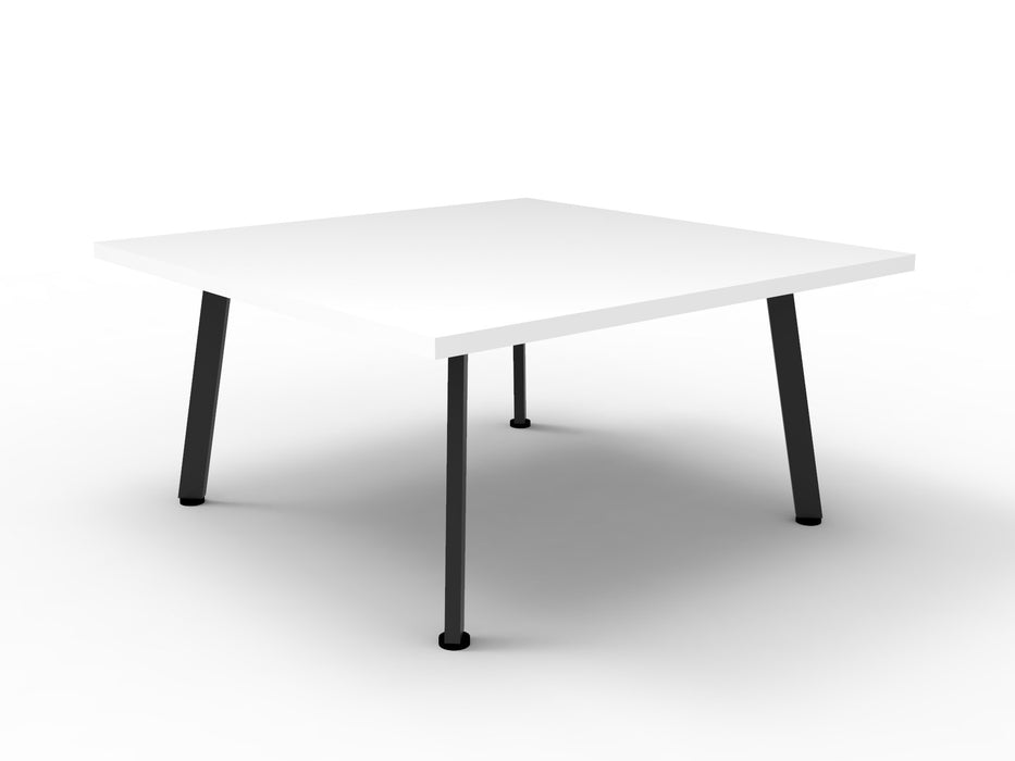 Eternity Square Coffee Table - 900mm W x 900mm D x 450mm H - Natural White Top/Black Satin Base