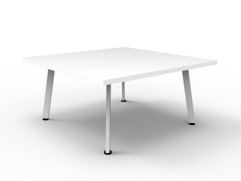 Eternity Square Coffee Table - 900mm W x 900mm D x 450mm H - Natural White Top/White Satin Base