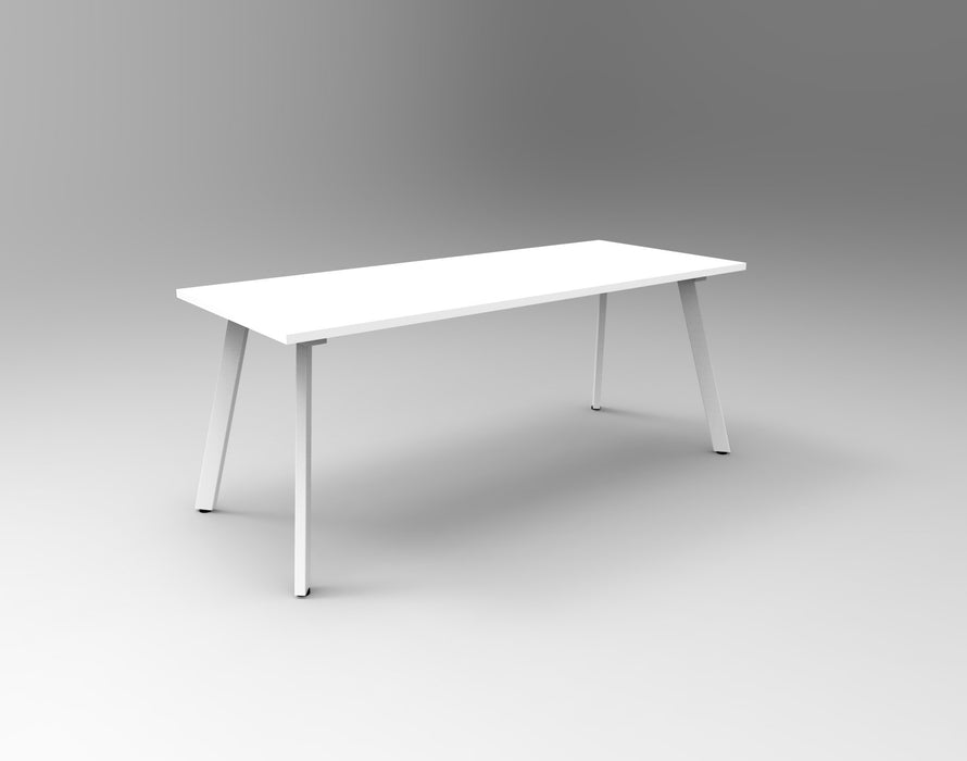 Eternity Meeting Table - 1500mm W x 750mm D - Natural White Top/White Satin Base