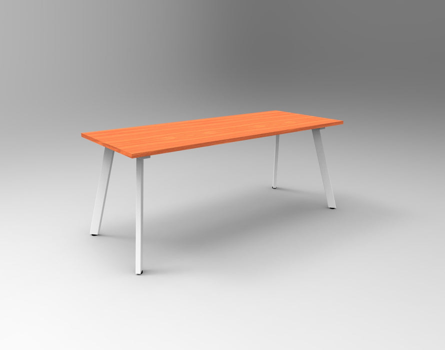 Eternity Meeting Table - 1800mm W x 750mm D - Cherry Top/White Satin Base