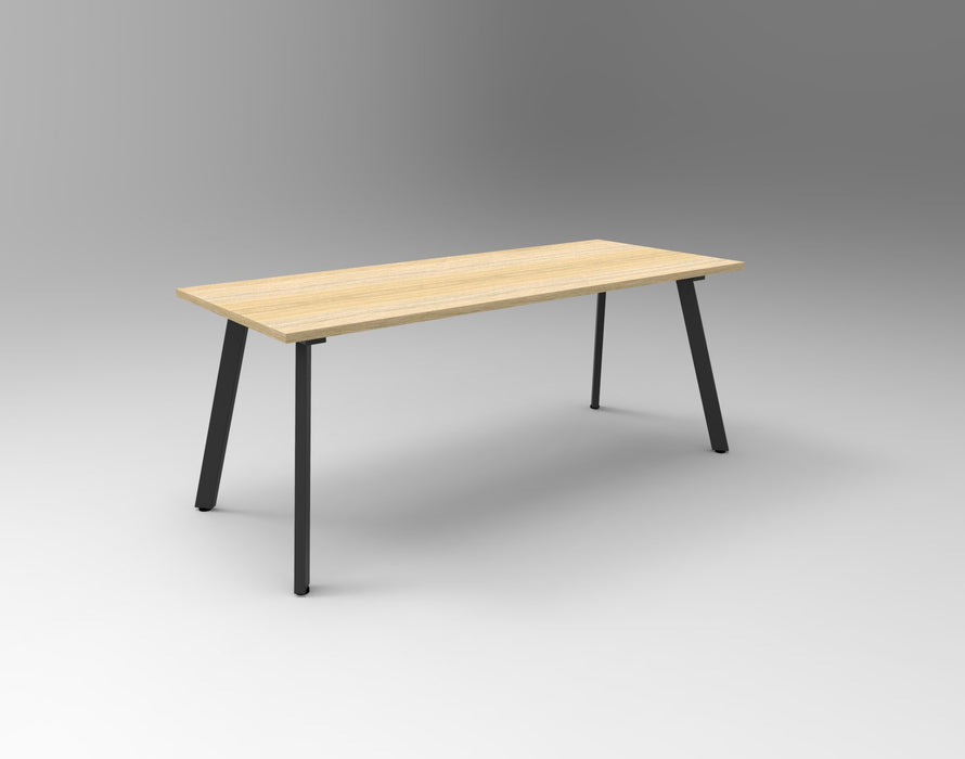 Eternity Meeting Table - 1800mm W x 900mm D - Natural Oak Top/Black Satin Base