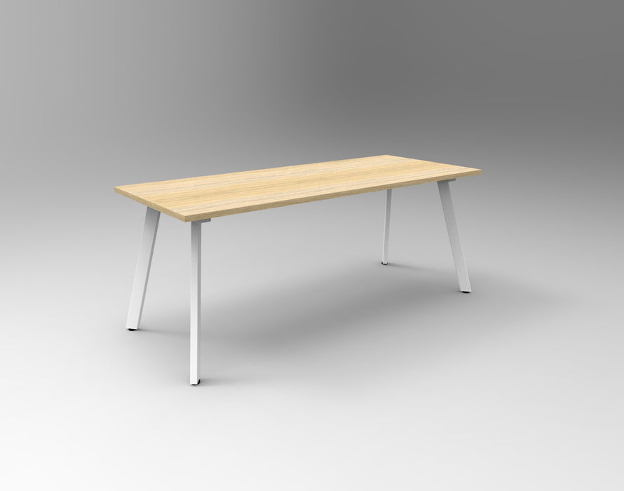 Eternity Meeting Table - 1800mm W x 900mm D - Natural Oak Top/White Satin Base
