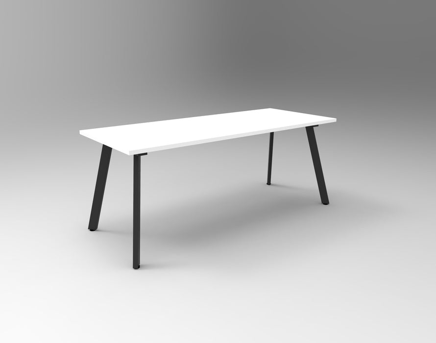 Eternity Meeting Table - 1800mm W x 900mm D - Natural White Top/Black Satin Base