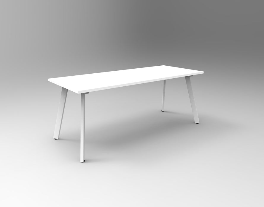 Eternity Meeting Table - 1800mm W x 900mm D - Natural White Top/White Satin Base