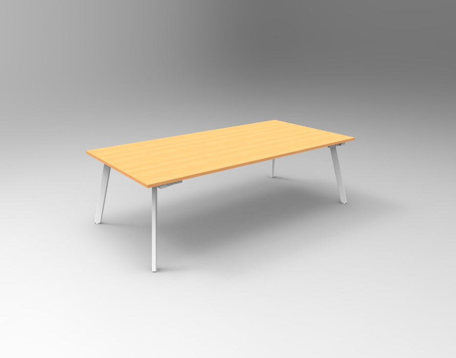 Eternity Meeting Table - 2400mm W x 1200mm D - Beech Top/White Satin Base