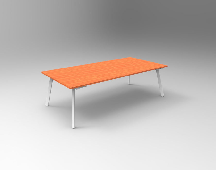 Eternity Meeting Table - 2400mm W x 1200mm D - Cherry Top/White Satin Base