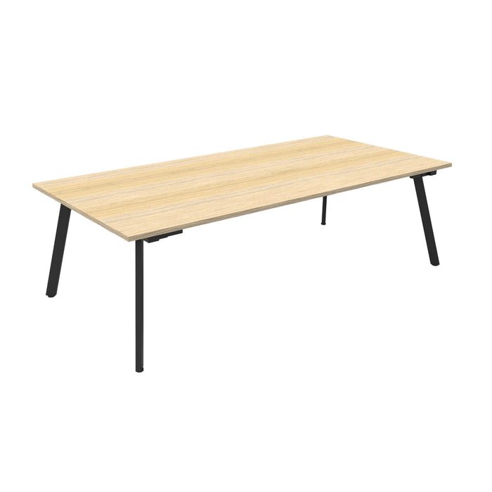 Eternity Meeting Table - 2400mm W x 1200mm D - Natural Oak Top/Black Satin Base