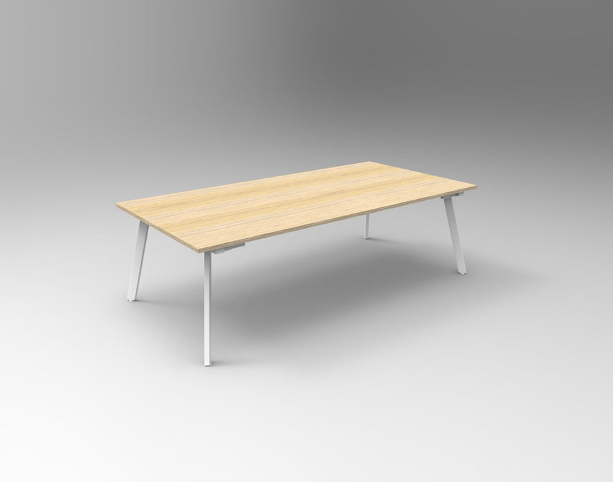Eternity Meeting Table - 2400mm W x 1200mm D - Natural Oak Top/White Satin Base