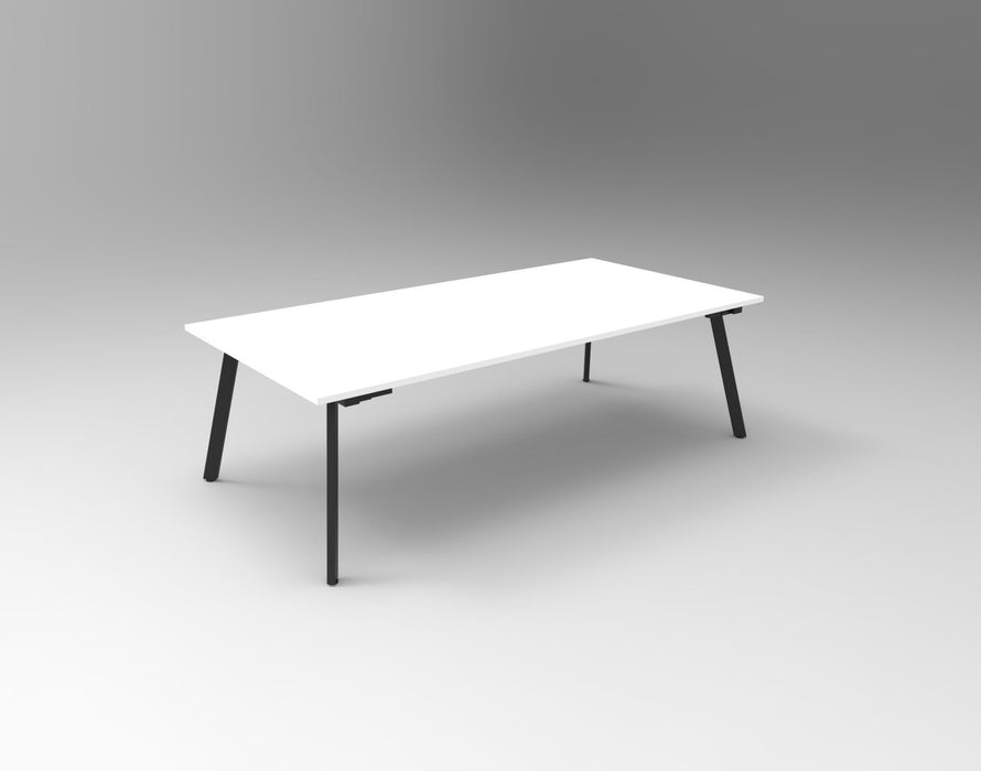 Eternity Meeting Table - 2400mm W x 1200mm D - Natural White Top/Black Satin Base