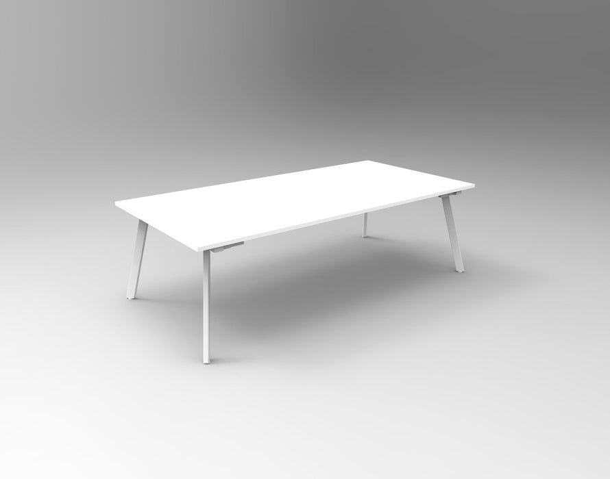 Eternity Meeting Table - 2400mm W x 1200mm D - Natural White Top/White Satin Base