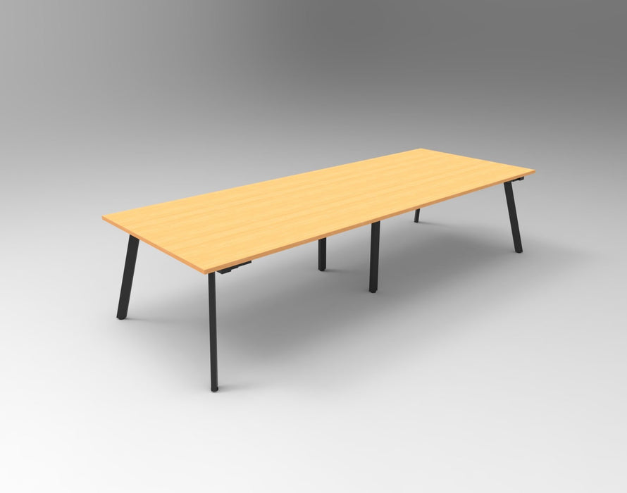 Eternity Meeting Table - 3200mm W x 1200mm D - Beech Top/Black Satin Base