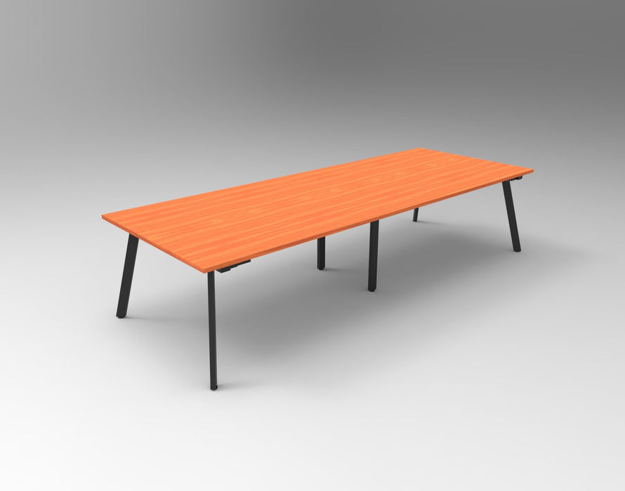 Eternity Meeting Table - 3200mm W x 1200mm D - Cherry Top/Black Satin Base