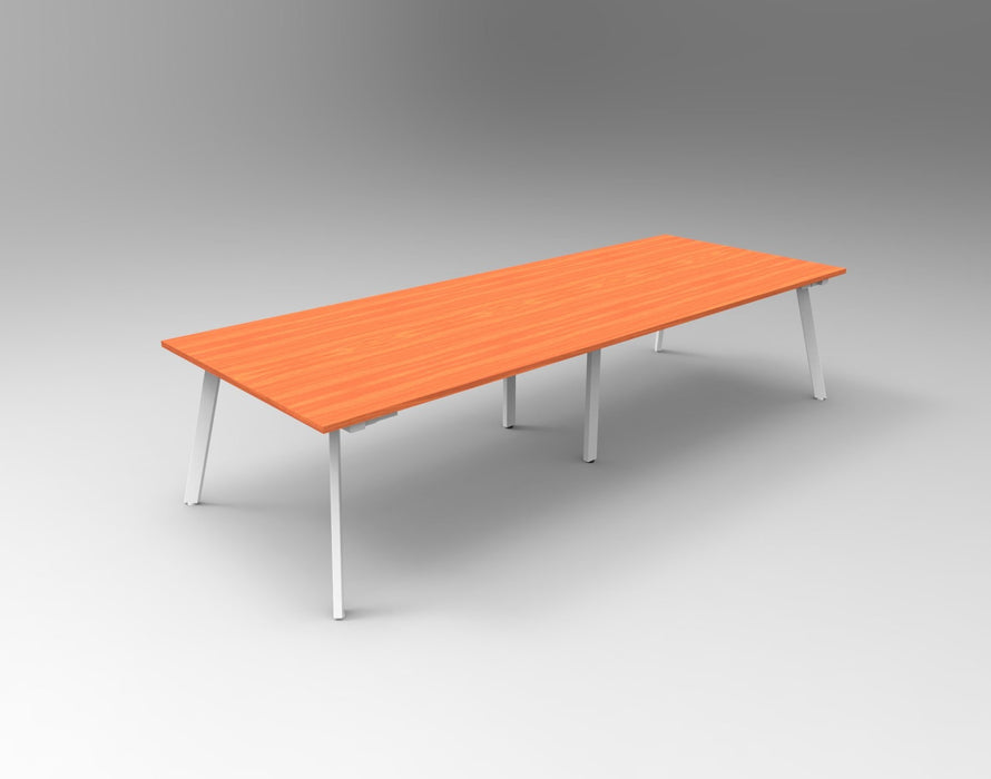 Eternity Meeting Table - 3200mm W x 1200mm D - Cherry Top/White Satin Base