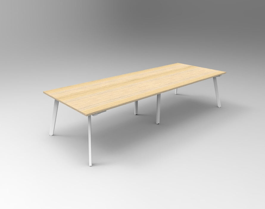 Eternity Meeting Table - 3200mm W x 1200mm D - Natural Oak Top/White Satin Base