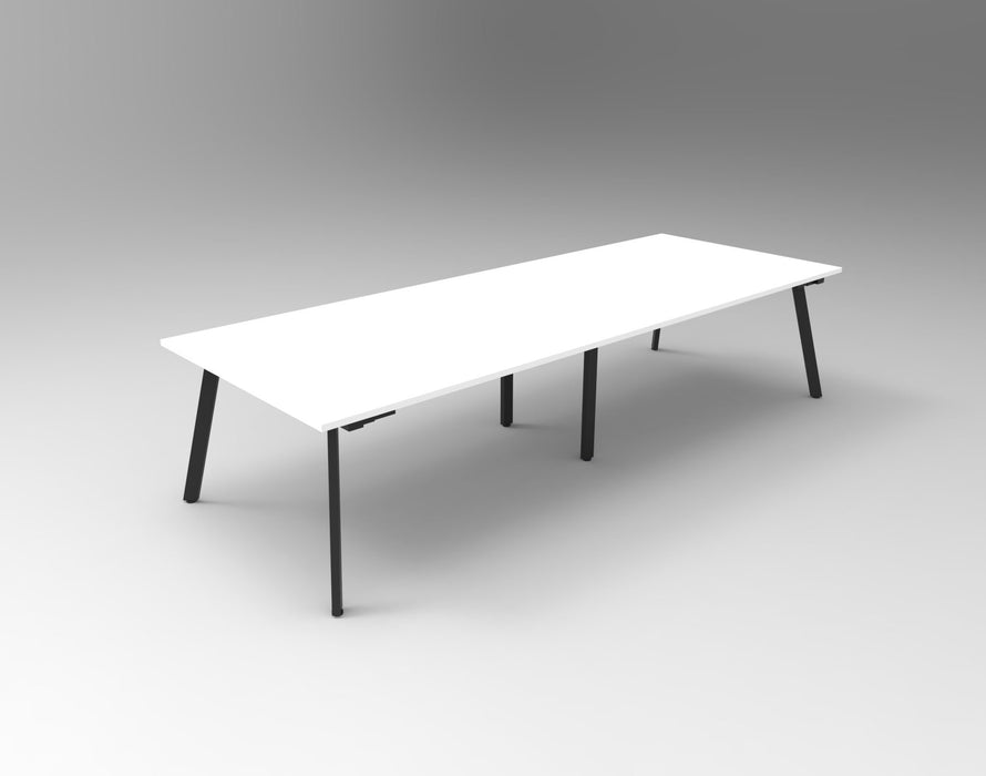 Eternity Meeting Table - 3200mm W x 1200mm D - Natural White Top/Black Satin Base