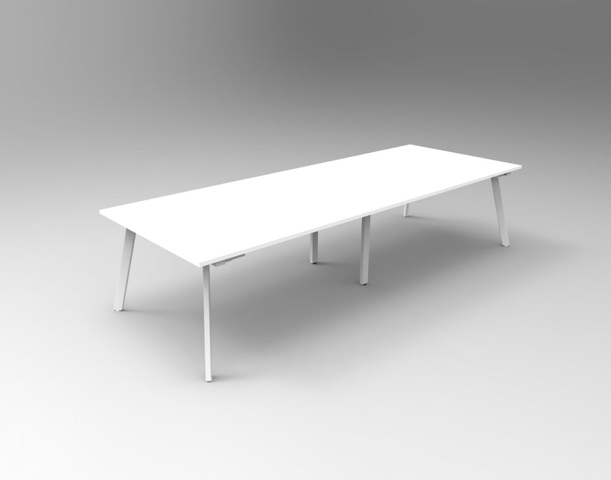 Eternity Meeting Table - 3200mm W x 1200mm D - Natural White Top/White Satin Base