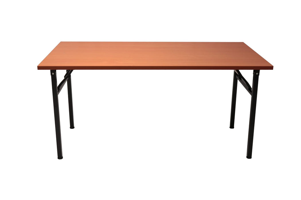 Steel Folding Table - 1500mm W x 750mm D - Cherry Top/Black P/C Base