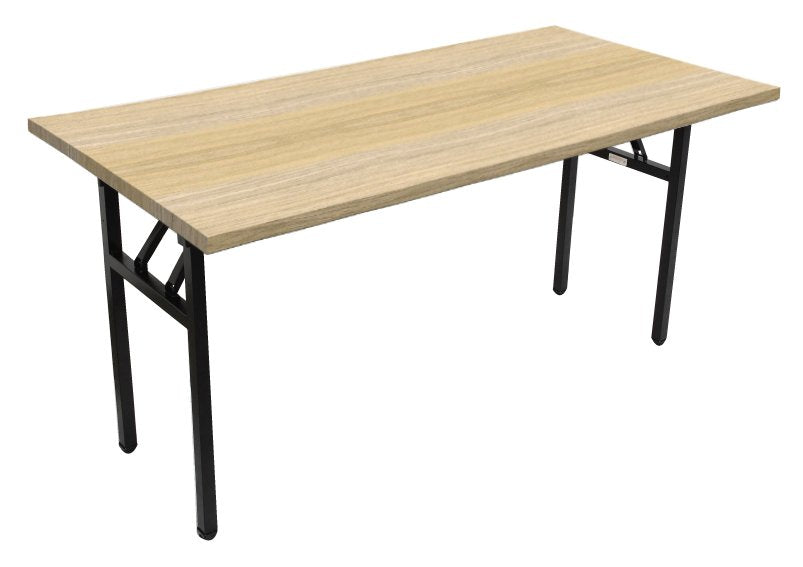 Steel Folding Table - 1500mm W x 750mm D - Natural Oak Top/Black P/C Base