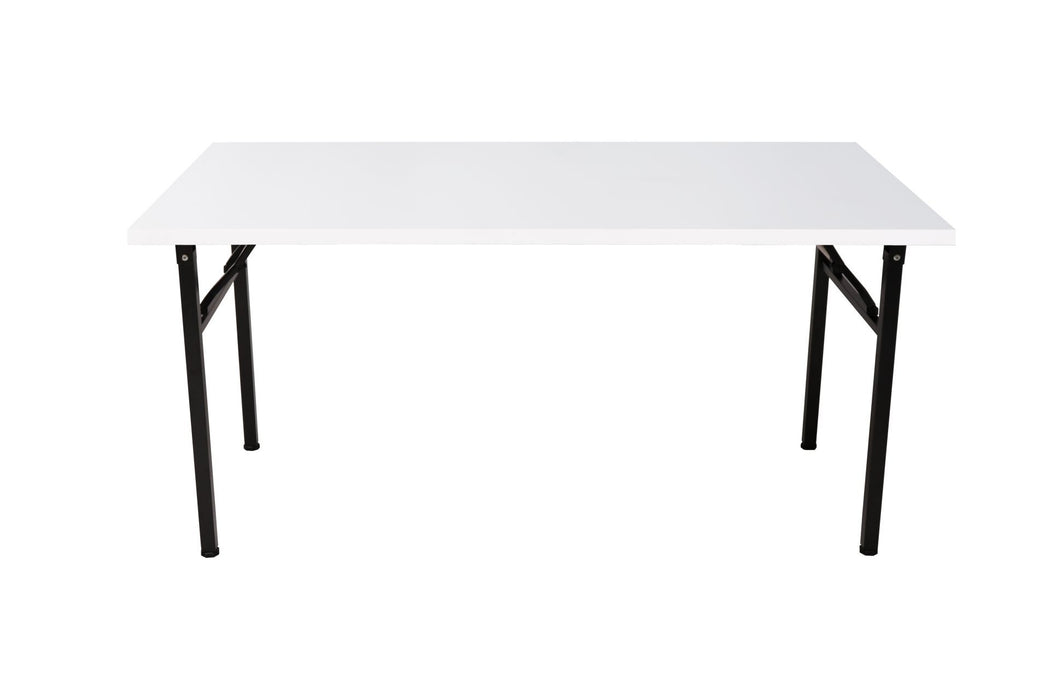 Steel Folding Table - 1500mm W x 750mm D - Natural White Top/Black P/C Base