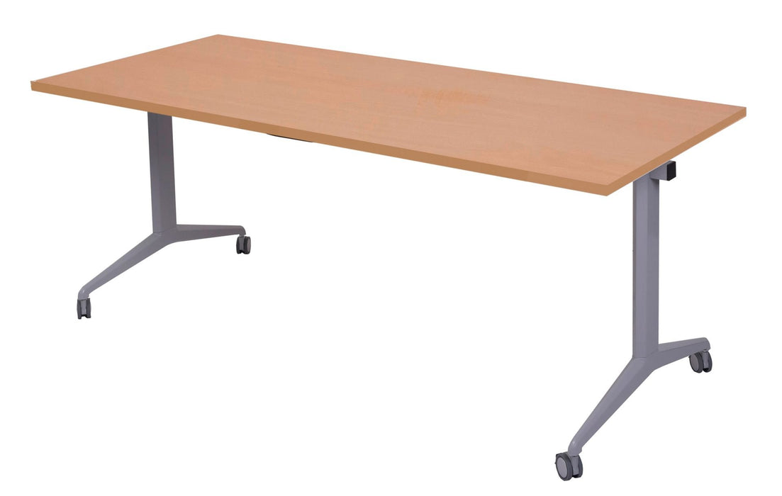 Rapidline Flip Top Table - 1800mm W x 750mm D - Beech Top/Precious Silver Base