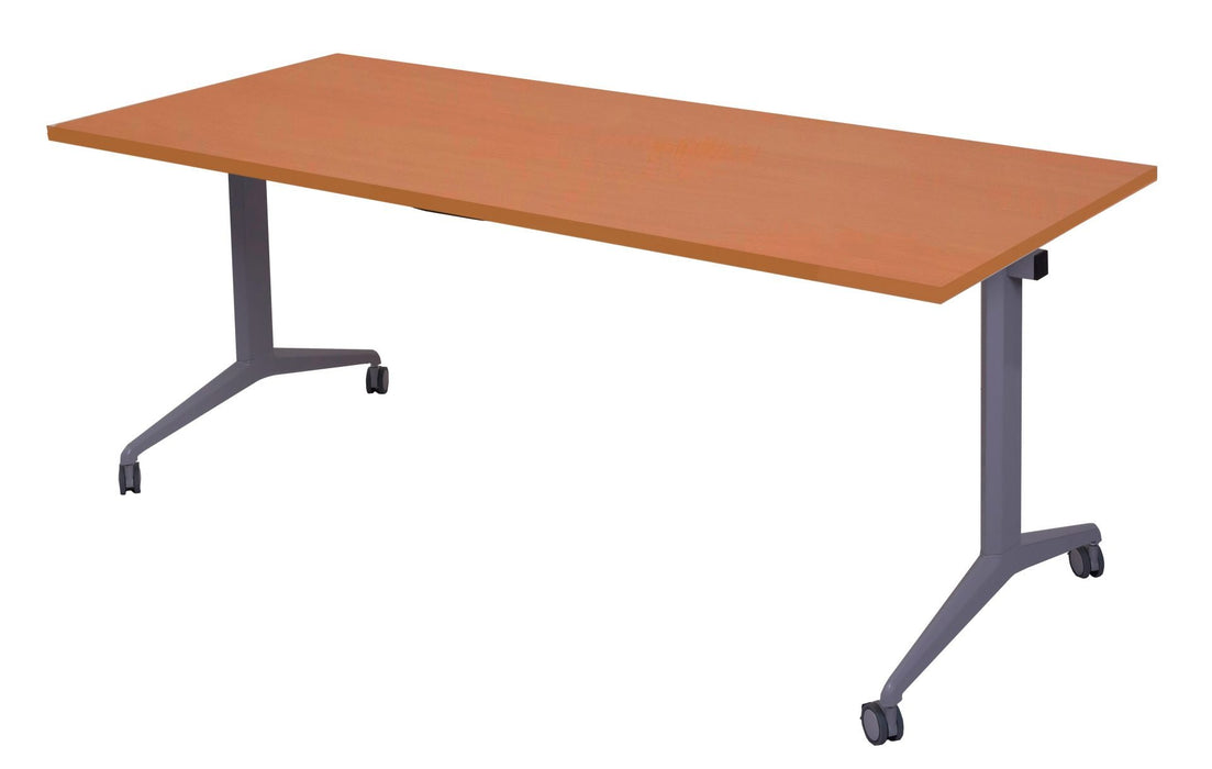 Rapidline Flip Top Table - 1800mm W x 750mm D - Cherry Top/Precious Silver Base