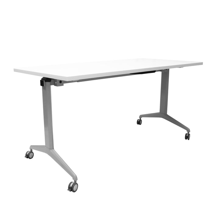 Rapidline Flip Top Table - 1500mm W x 750mm D - Natural White Top/Precious Silver Base
