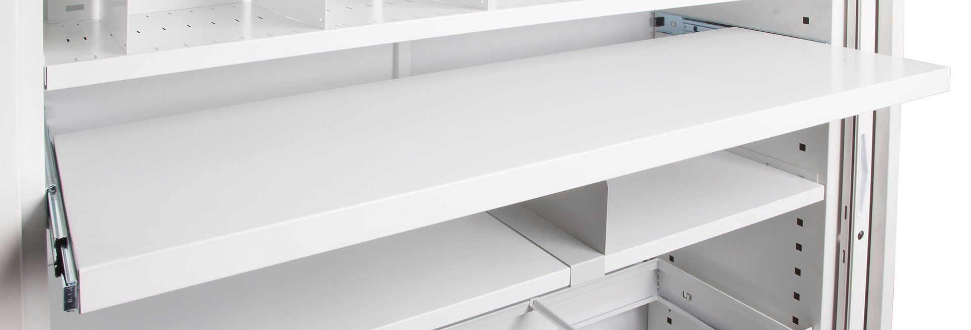 GO Tambour Pull Out File Shelf - To Suit 900mm W - White